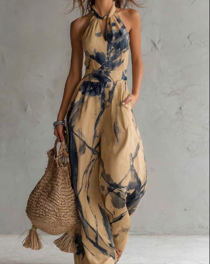 Women's Halter Backless Wide-Leg Jumpsuit | Boho Beach Jumpsuit in 7 Colors FitiqueFit