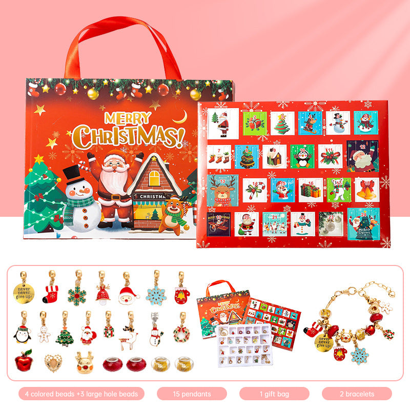 DIY creative children's bracelet jewelry 24-grid calendar Christmas holiday surprise blind box silver set V.I.P Digital Presence