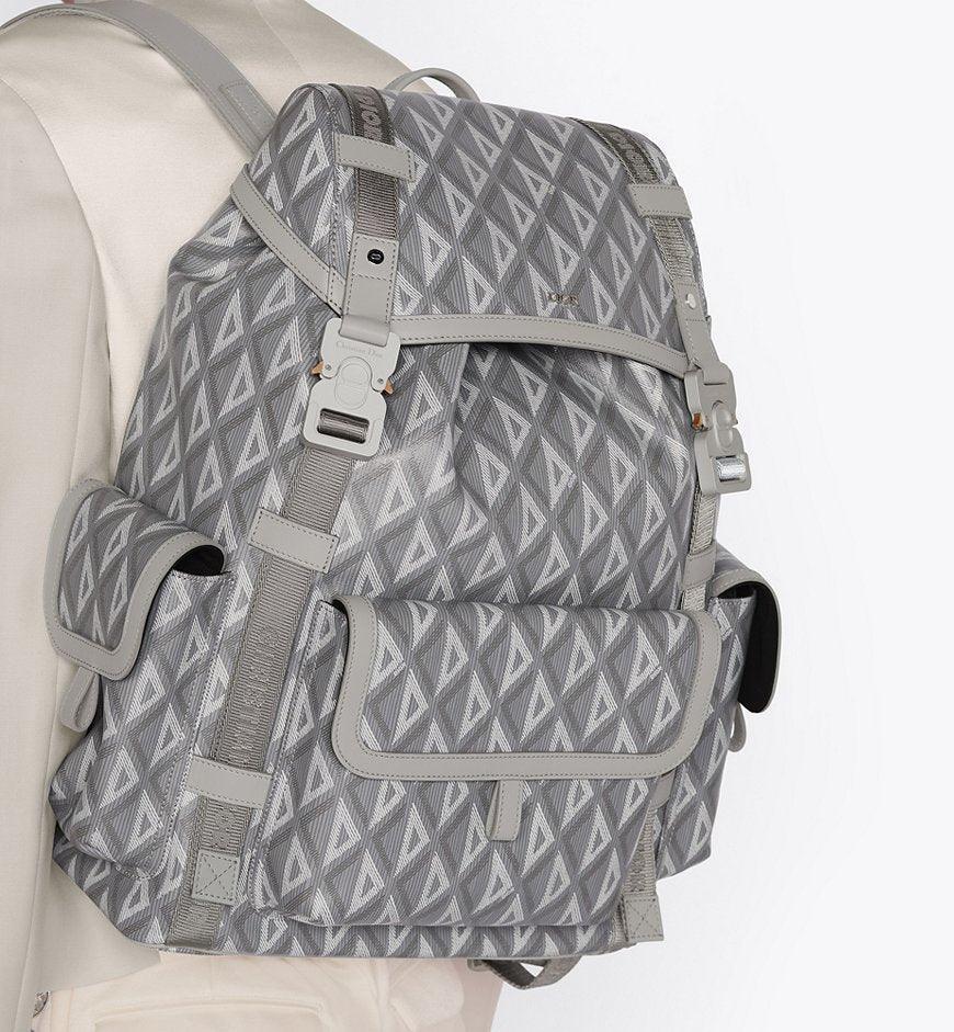Dior Gray Coated Cotton Canvas with CD Diamond Print and Dior Gray Smooth Calfskin Banlieue91