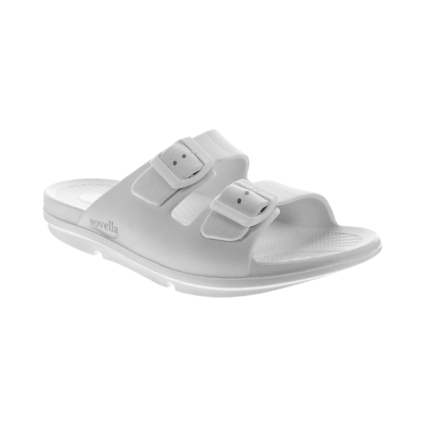 Sovella Women's Buckle Slide White