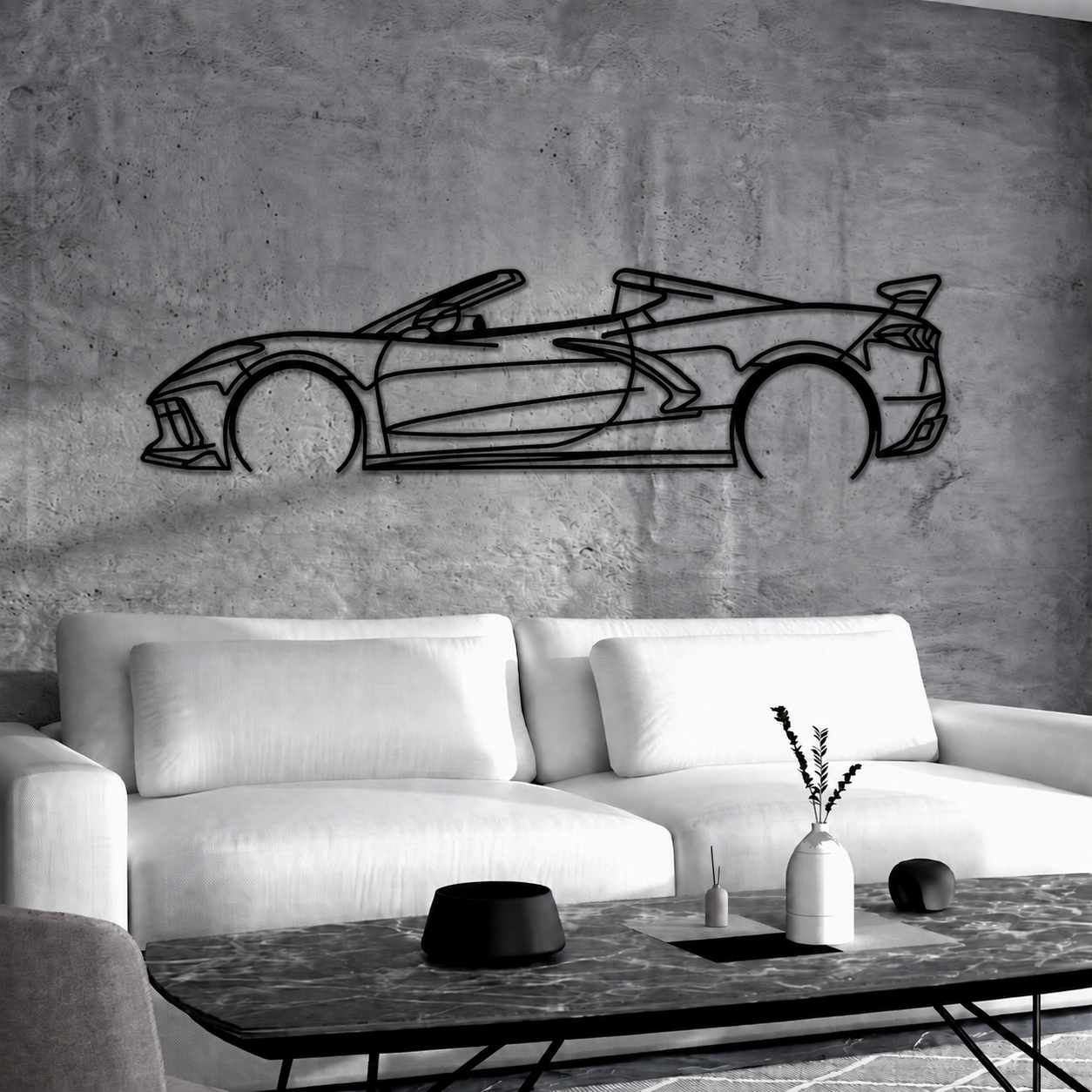 Corvette C8 Detailed Metal Car Wall Art - MT0922 Modello Turbo