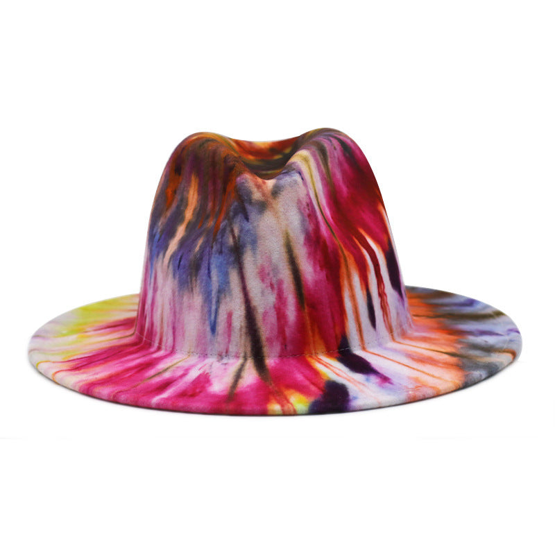 Beautiful Two Tone Luxury Fedora Hat Men's and Women's Hat Unique Retro Design Men's Fedoras Hat Colorful Fedoras Jazz Cap Elegant Soft Hat Wide Brim Party Hats 56-58CM Stevvex