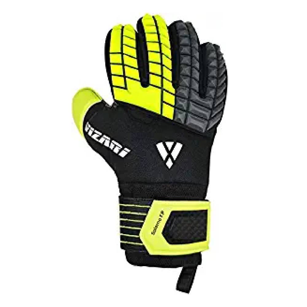 Salerno F.P. Goalkeeper Gloves w/ Finger Support Protection-Black/Yellow/Grey Vizari Sports
