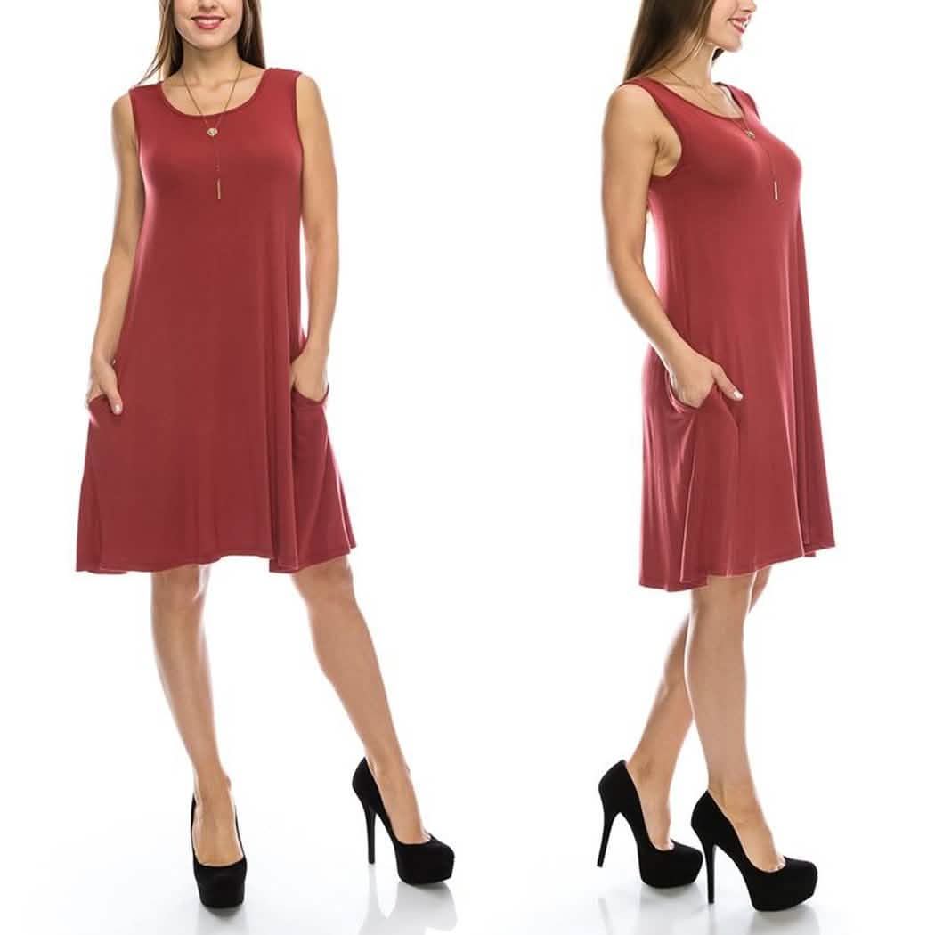 Sleeveless Tunic Dress with Pockets - Assorted Sizes DailySale