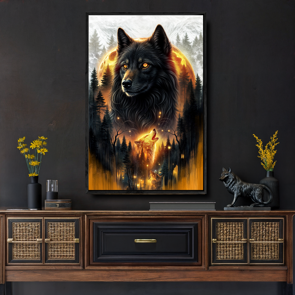 Eclipse of the Alpha Wolf Wall Art Tailored Canvases