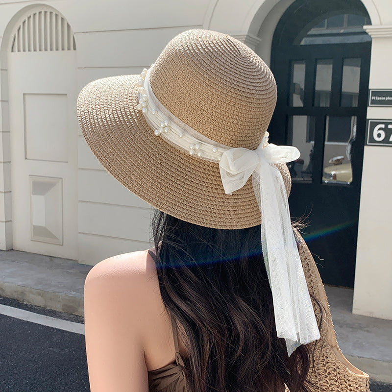 Modern Summer Sun Hat Charming White Bow Design Hat Sun Visor Women's Sun Hat Beach Hat Straw Sun Hat UV Protect Hats For Beach Women's Summer Outdoor Lightweight Hats Vintage Summer Hat Stevvex