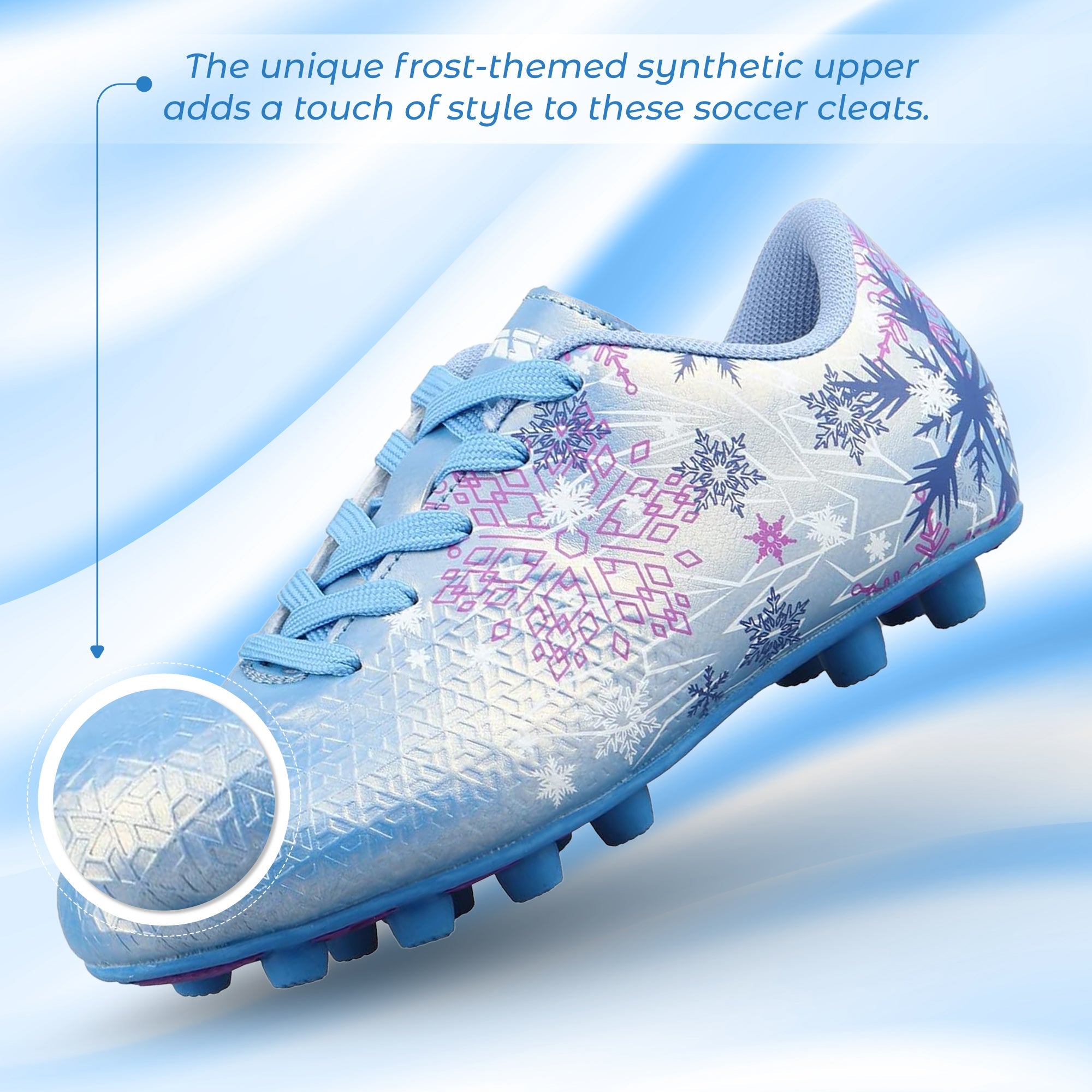 Vizari Sports Frost 3 Youth Firm Ground Soccer Cleats for Natural Grass and Outdoor Play- Blue Vizari Sports