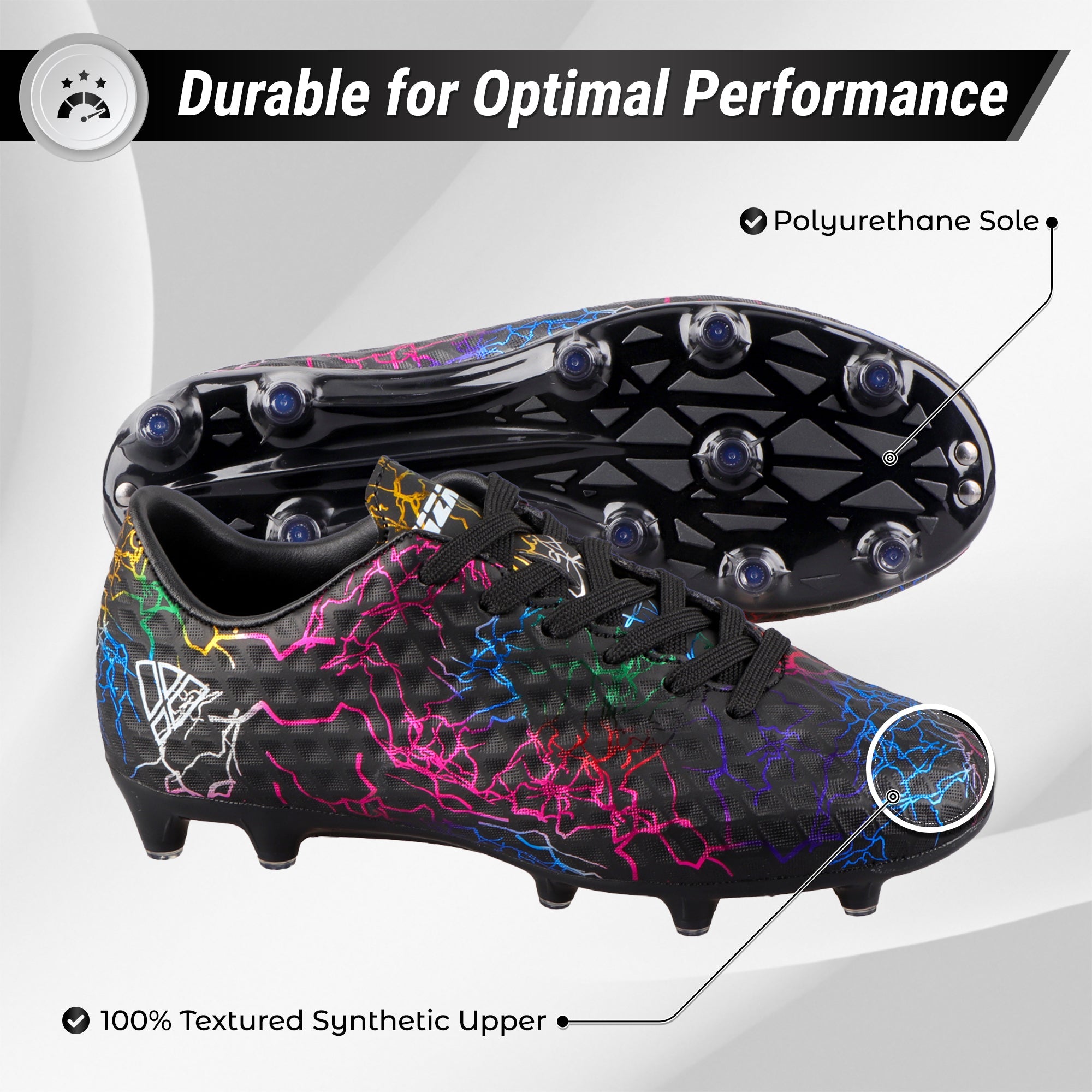 Vizari Zodiac JR Kids Firm Ground (FG) Soccer Cleats – Black, Youth Sizes 8C–6Y Under $30