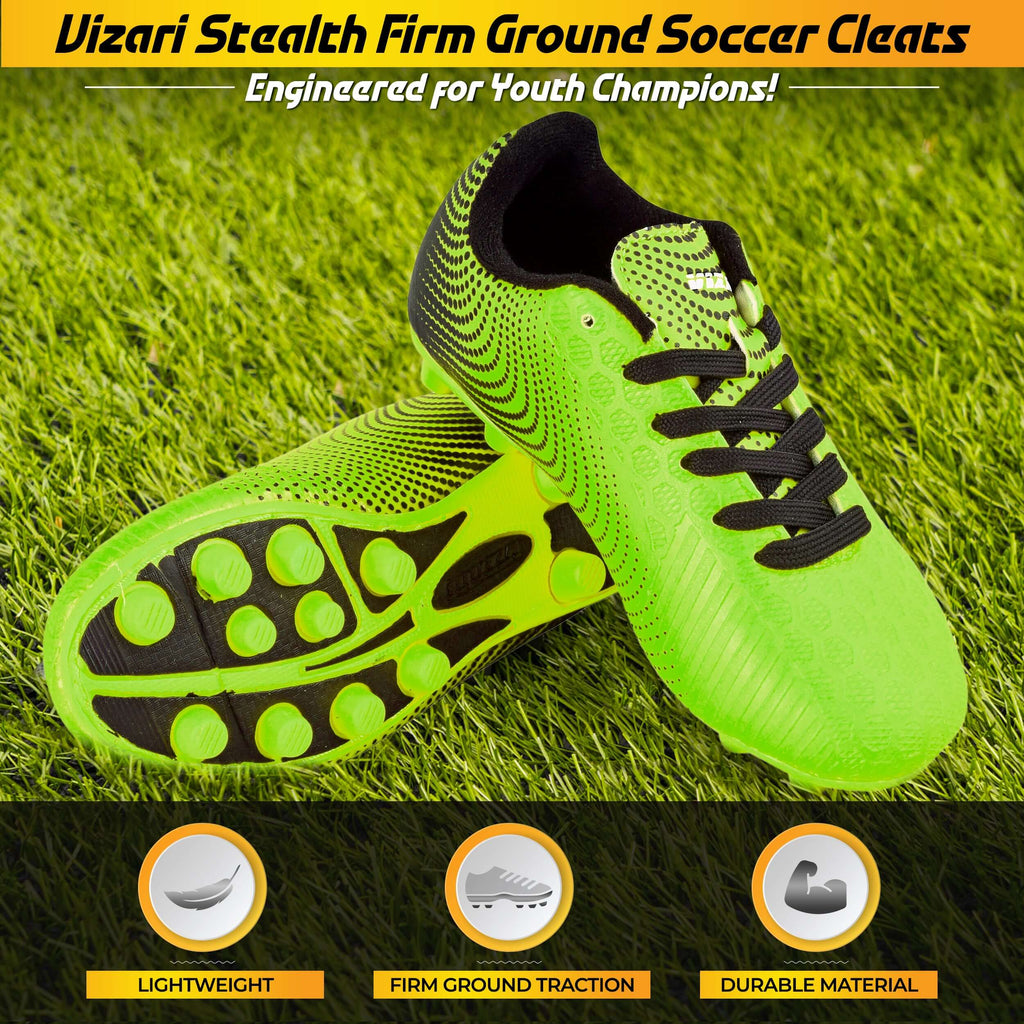Stealth Firm Ground Soccer Shoes -Green/Black Vizari Sports