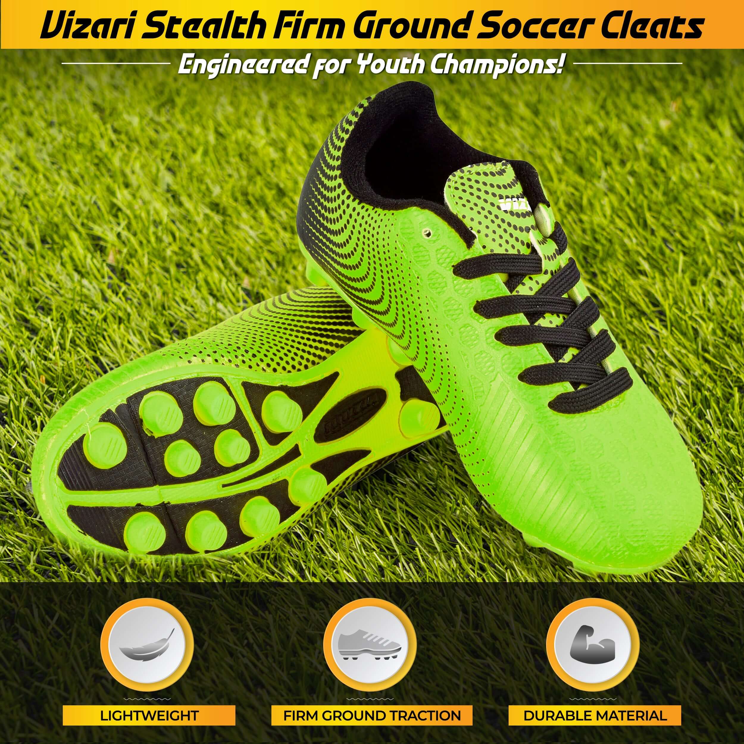 Stealth Firm Ground Soccer Shoes -Green/Black Vizari Sports