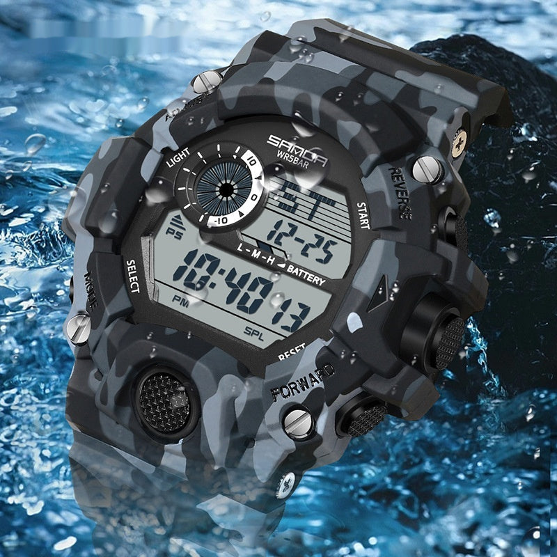 Shock Military Army Mens Watch In Camouflage  Style With LED Digital Back Light With Luminous  Effect Stevvex