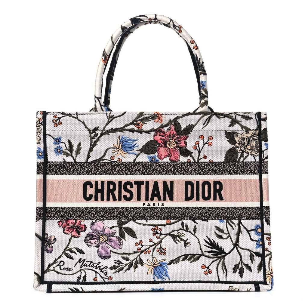 Christian Dior Canvas Embroidered Medium Rosa Mutabilis Book Tote Banlieue91