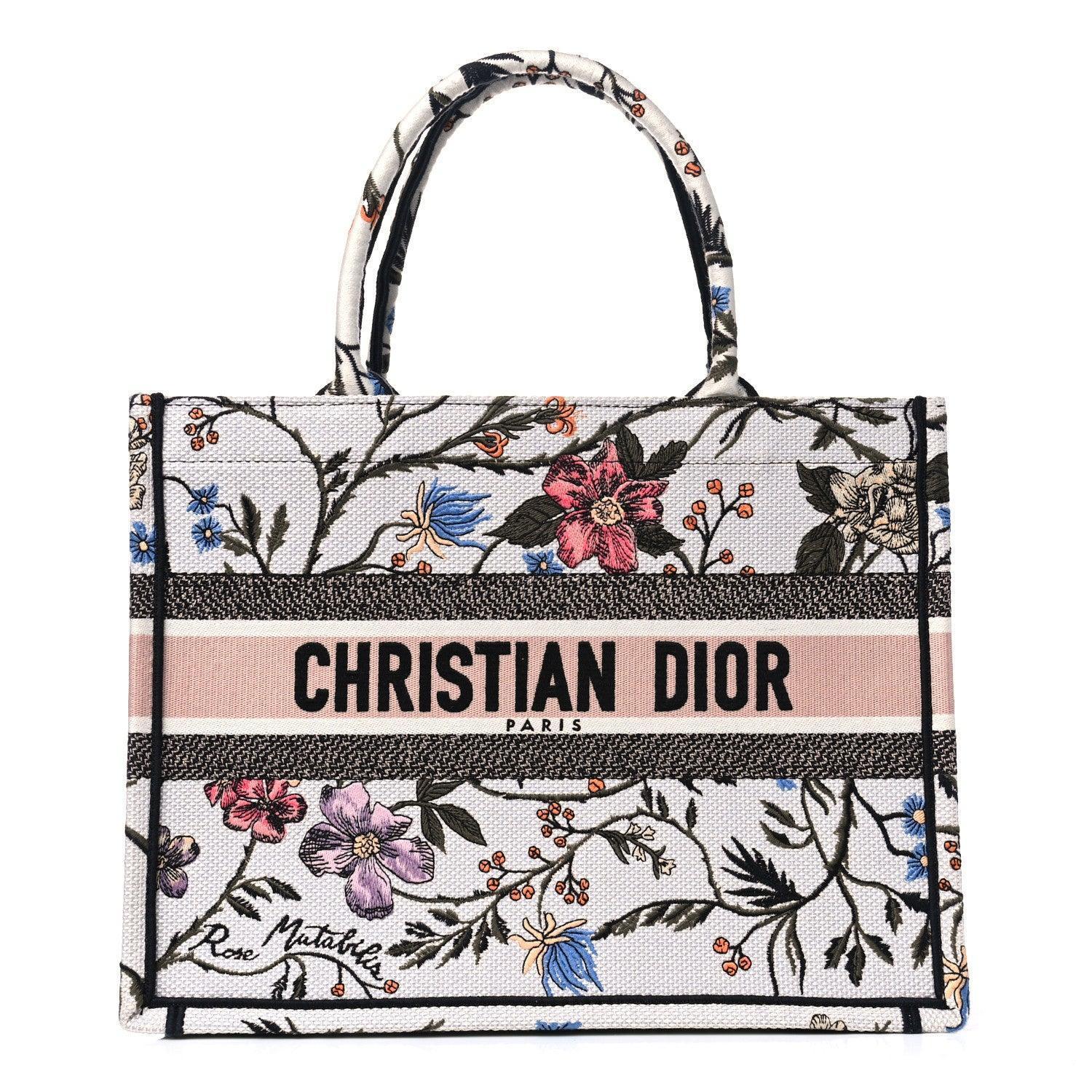 Christian Dior Canvas Embroidered Medium Rosa Mutabilis Book Tote Banlieue91