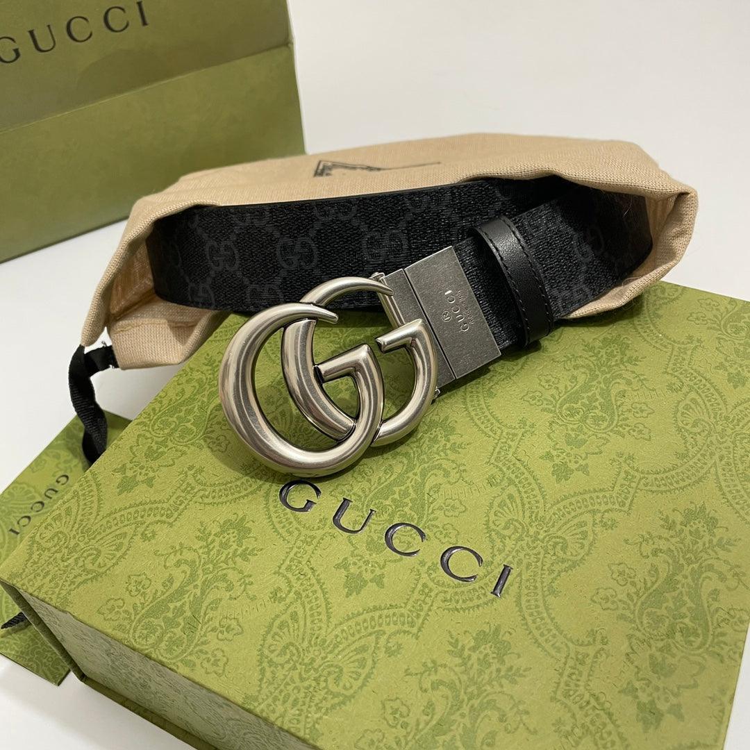 GUCCI Embellished coated-canvas and leather belt 'Black' Banlieue91