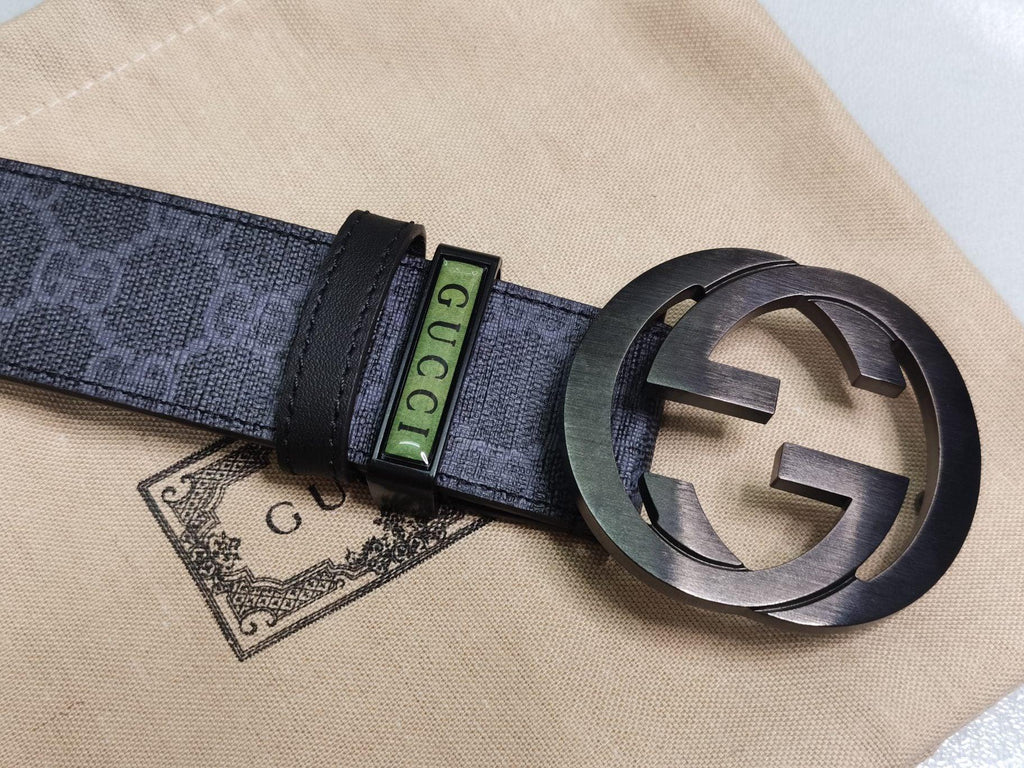 GUCCI Embellished coated-canvas and leather belt Banlieue91