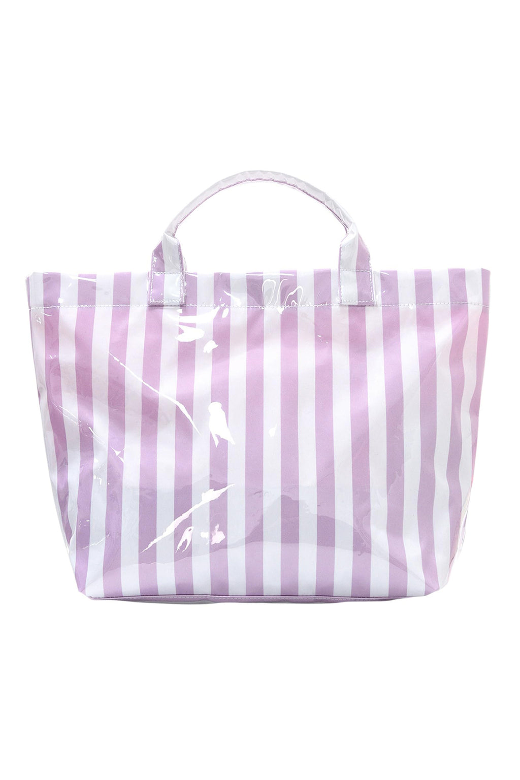 Red Glossy Striped Vinyl Large Tote Bag (Color Varied)