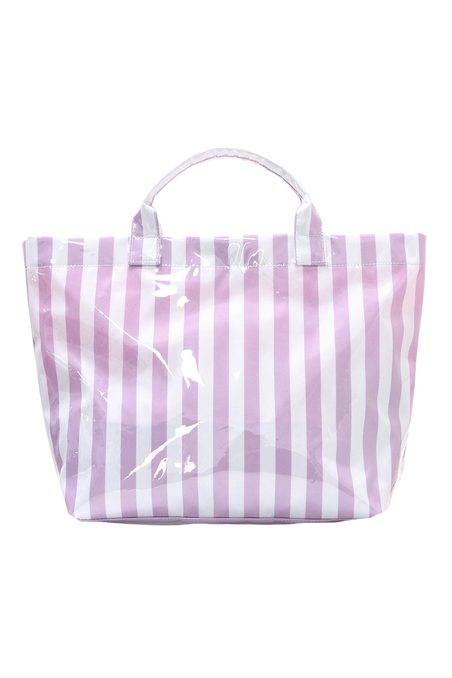 Red Glossy Striped Vinyl Large Tote Bag (Color Varied)