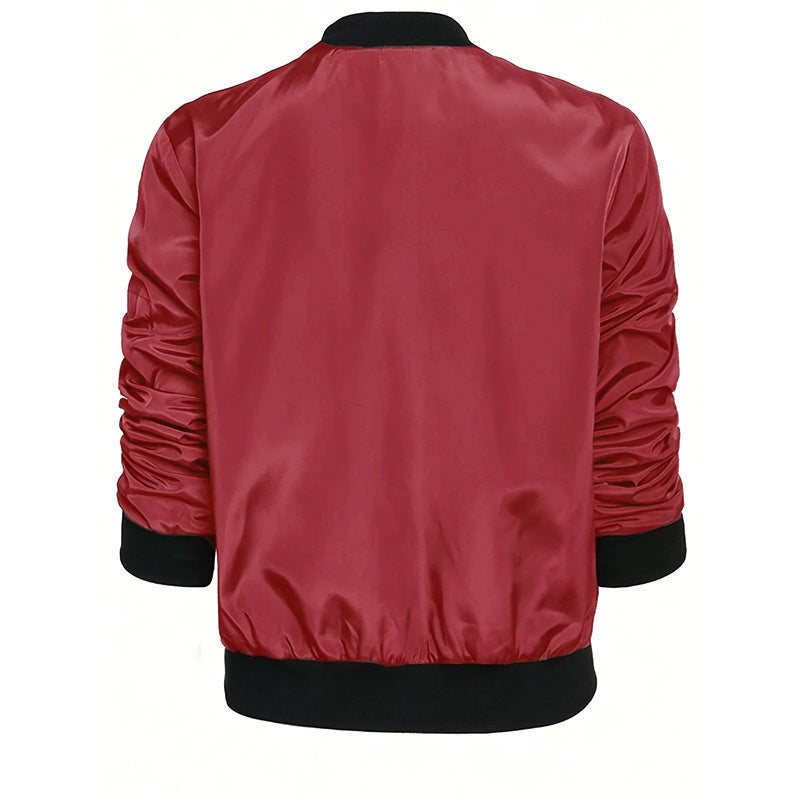 Minimalist Color-Block Stand-Collar Zip Jacket FitiqueFit
