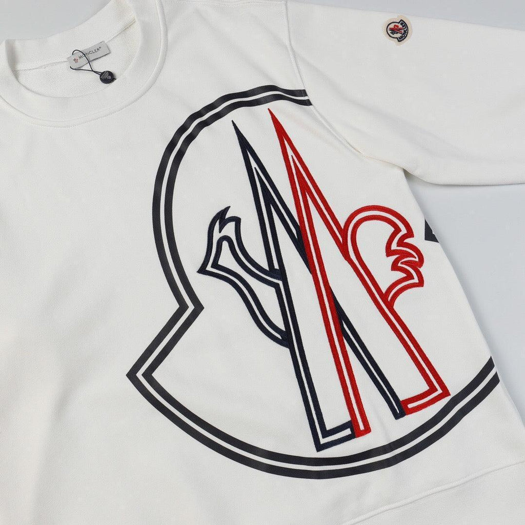 Moncler Logo-Embroidered Printed Cotton Jersey Sweatshirt White Banlieue91