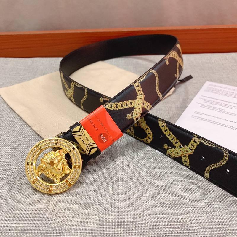 Versace Black Leather Vitello Belt Gold Medallion Buckle Banlieue91