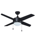 52" Europa IV 4-Blade Ceiling Fan Black Finish with Integrated LED Light LampsUSA