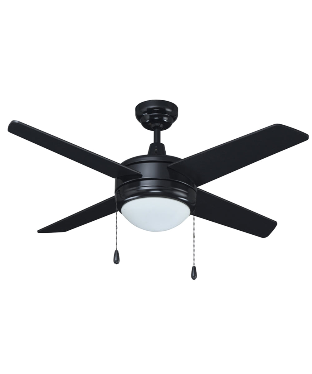 52" Europa IV 4-Blade Ceiling Fan Black Finish with Integrated LED Light LampsUSA