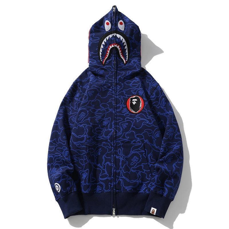 BAPE Line Camo Shark Full Zip Hoodie A Bathing Ape 'Navy' Banlieue91