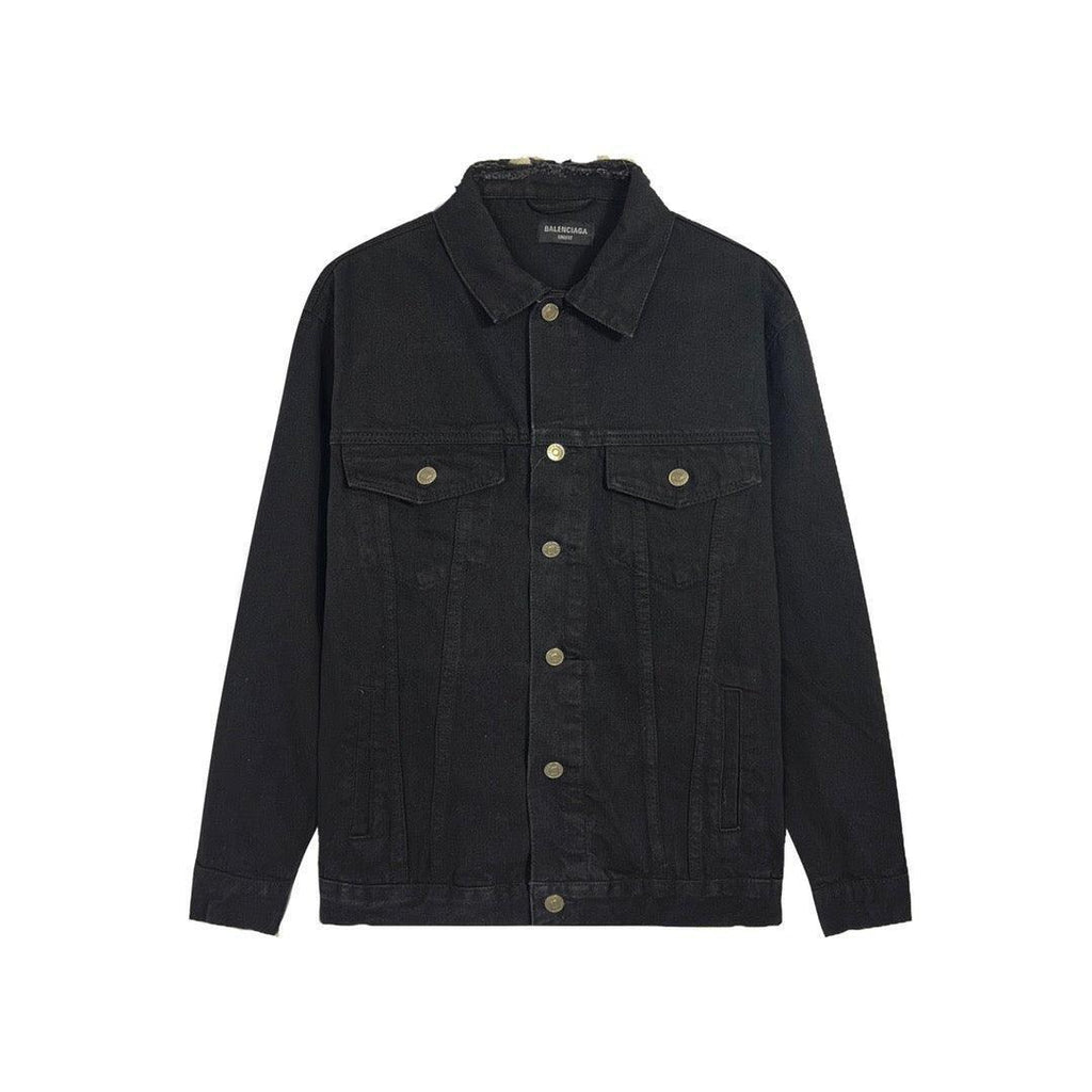 Balenciaga Black Embroidered Political Logo Denim Jacket Banlieue91