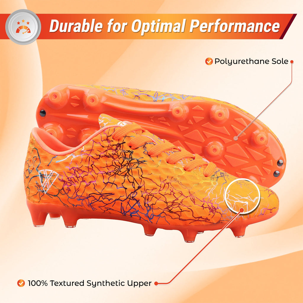 Vizari Zodiac JR Kids Firm Ground (FG) Soccer Cleats – Orange, Youth Sizes 8C–6Y Under $30