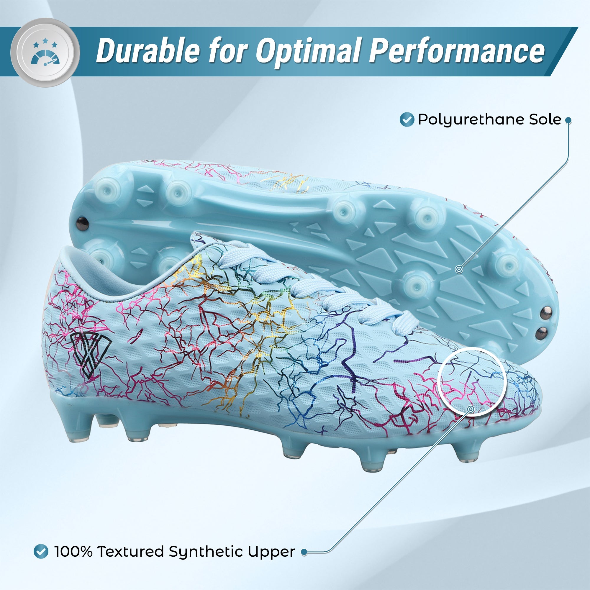 Vizari Zodiac JR Kids Firm Ground (FG) Soccer Cleats – Sky Blue, Youth Sizes 8C–6Y Under $30