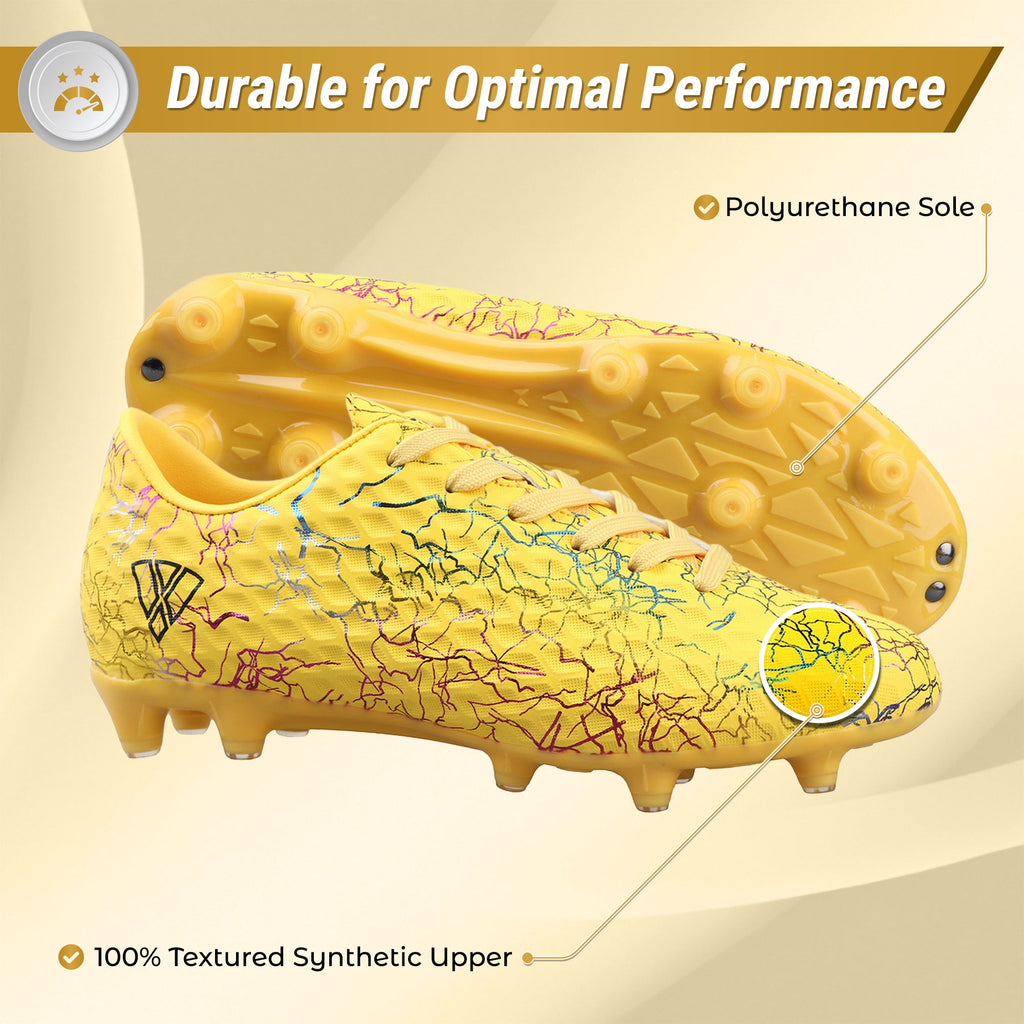 Vizari Zodiac JR Kids Firm Ground (FG) Soccer Cleats – Yellow, Youth Sizes 8C–6Y Under $30