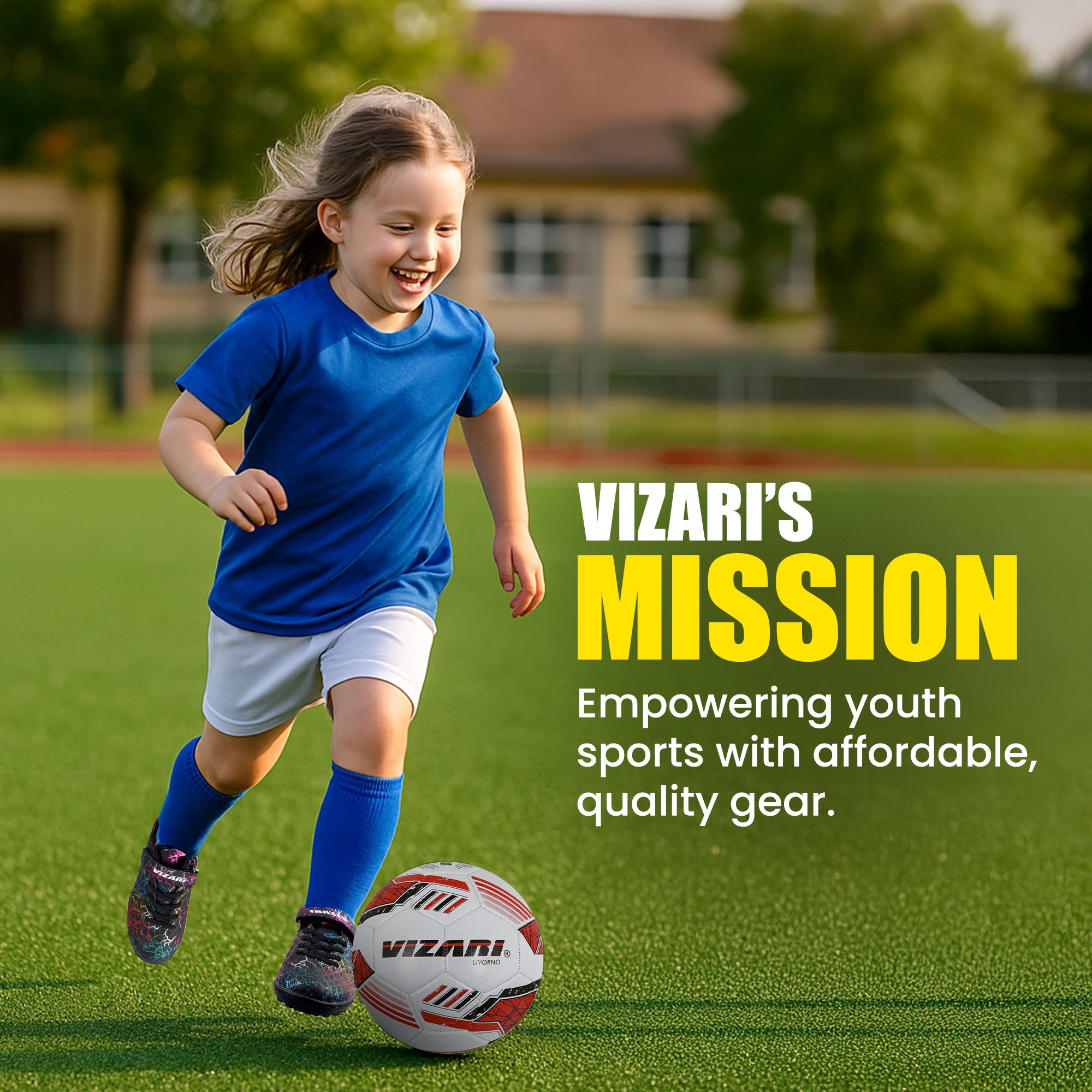 Junior Turf Soccer Shoes with Velcro – Blue