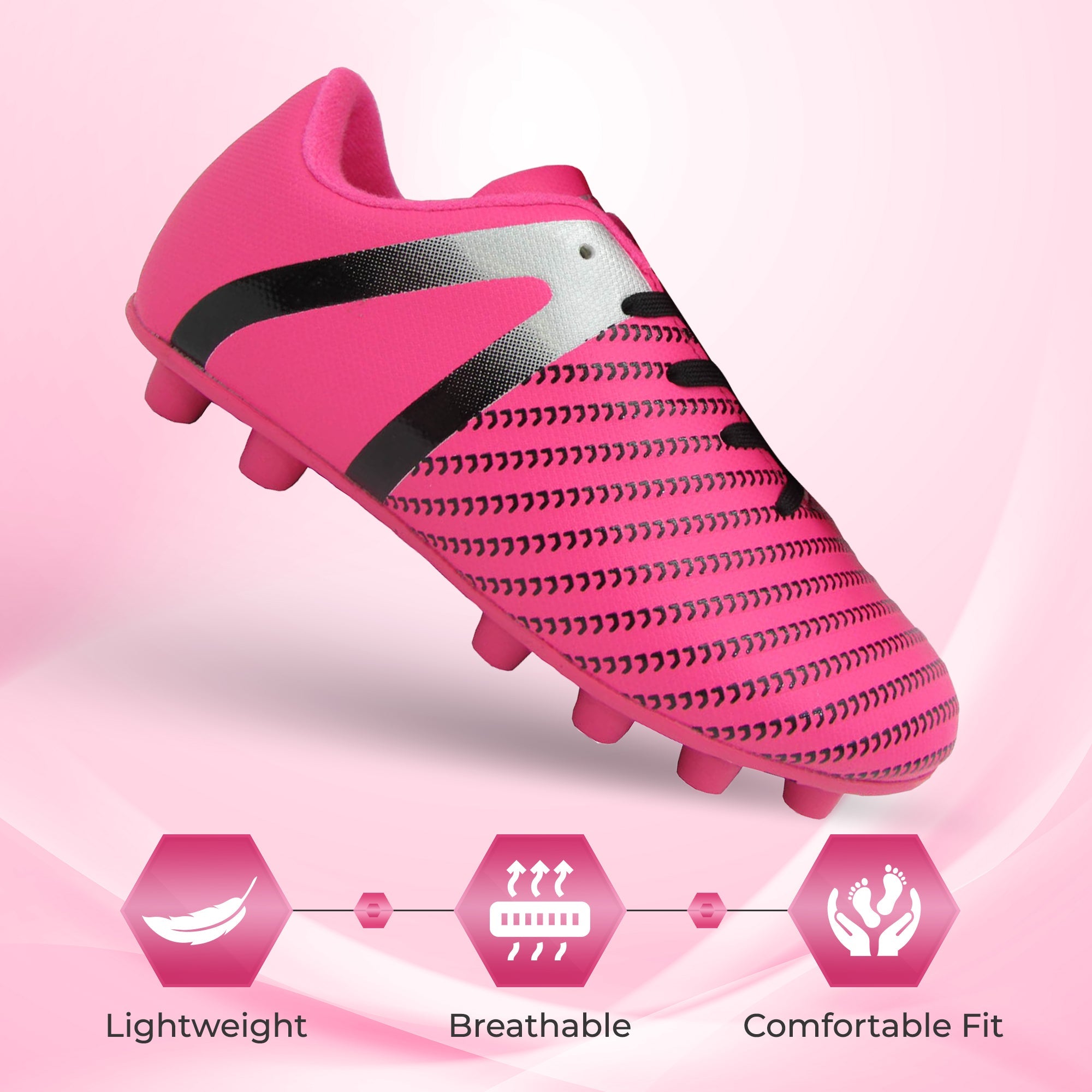 Vizari Impact Firm Ground Soccer Shoes – Pink/Silver Vizari Sports