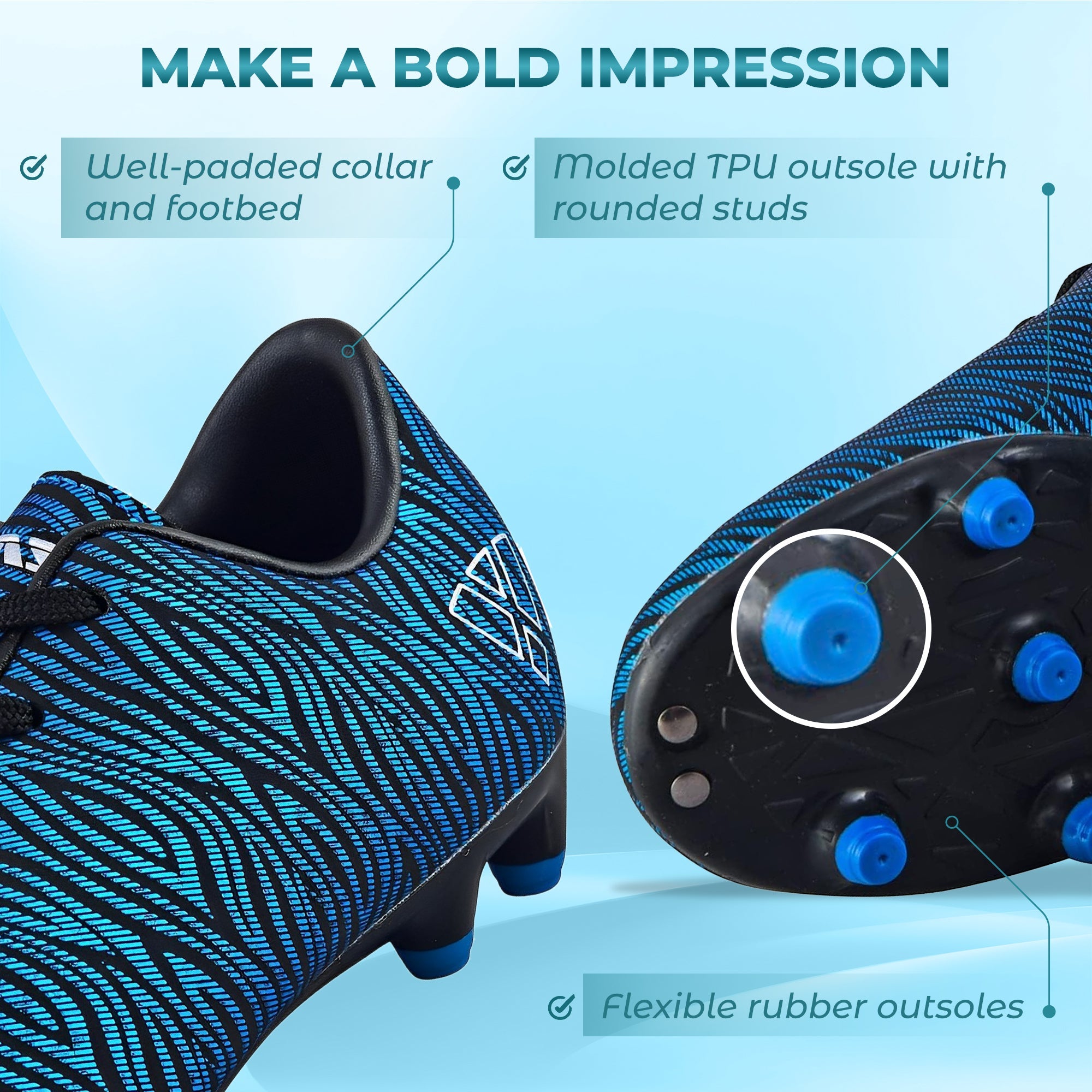 Teramo Firm Ground Soccer Shoes -Blue/Black Vizari Sports