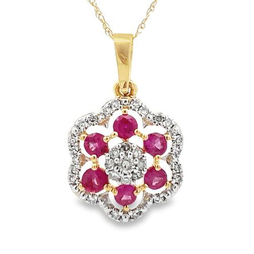 .46ct Ruby Diamond Fashion Pendants 10KT Yellow Gold Bids.com