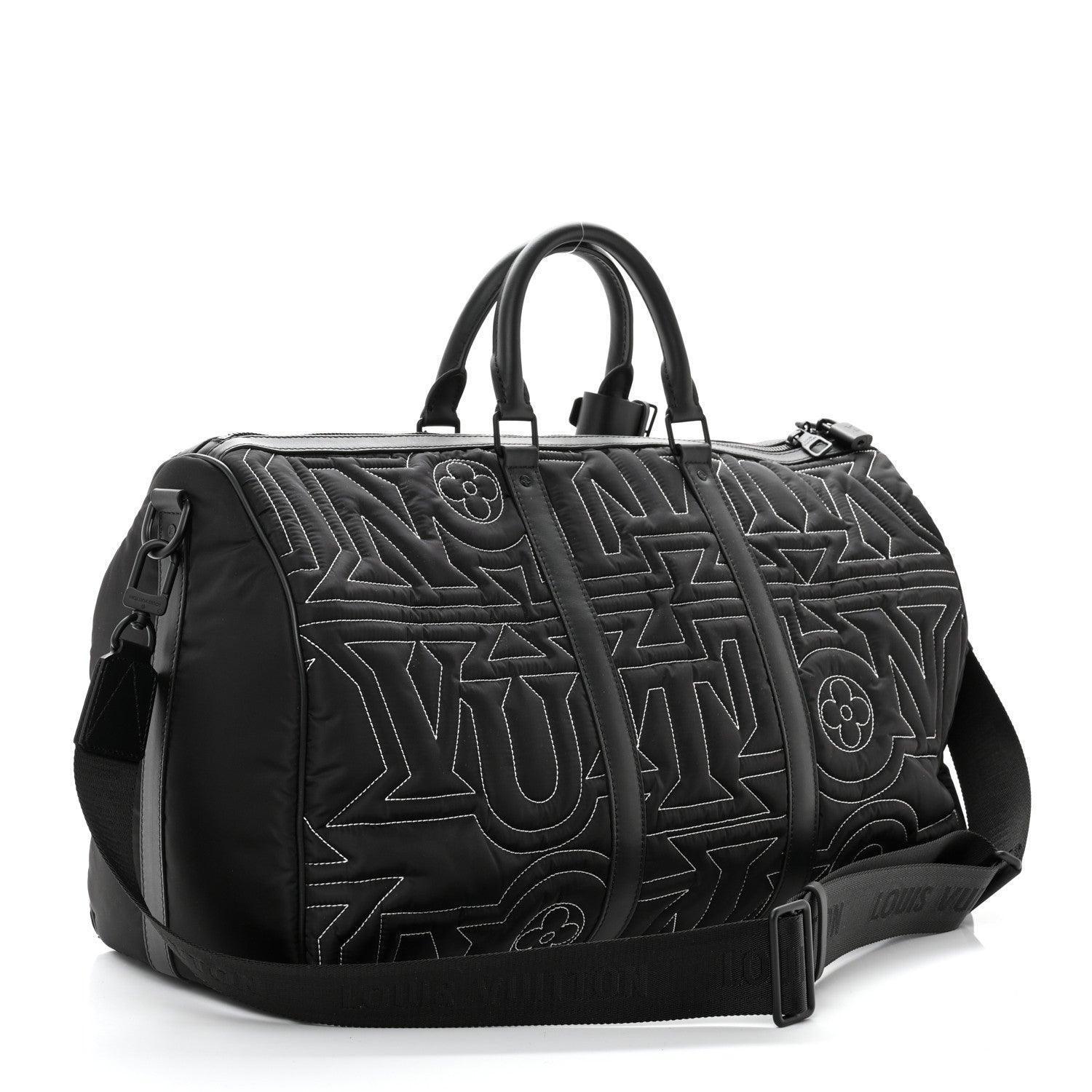 Louis Vuitton Nylon Embroidered Keepall Bandouliere 50 Black Banlieue91