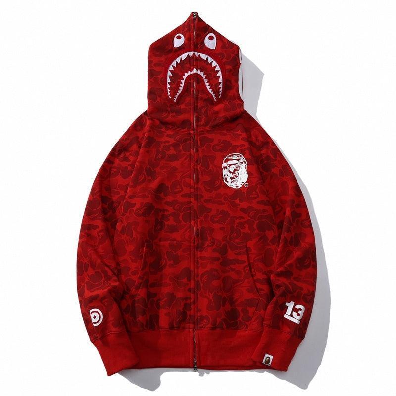 BAPE OG Camo Shark Full Zip-Up Hoodie A Bathing Ape 'Red' Banlieue91