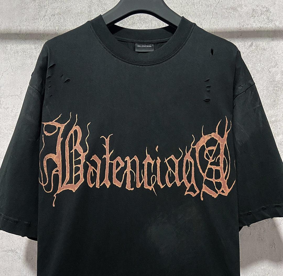 Balenciaga Faded Black T-Shirt Without Collar Banlieue91
