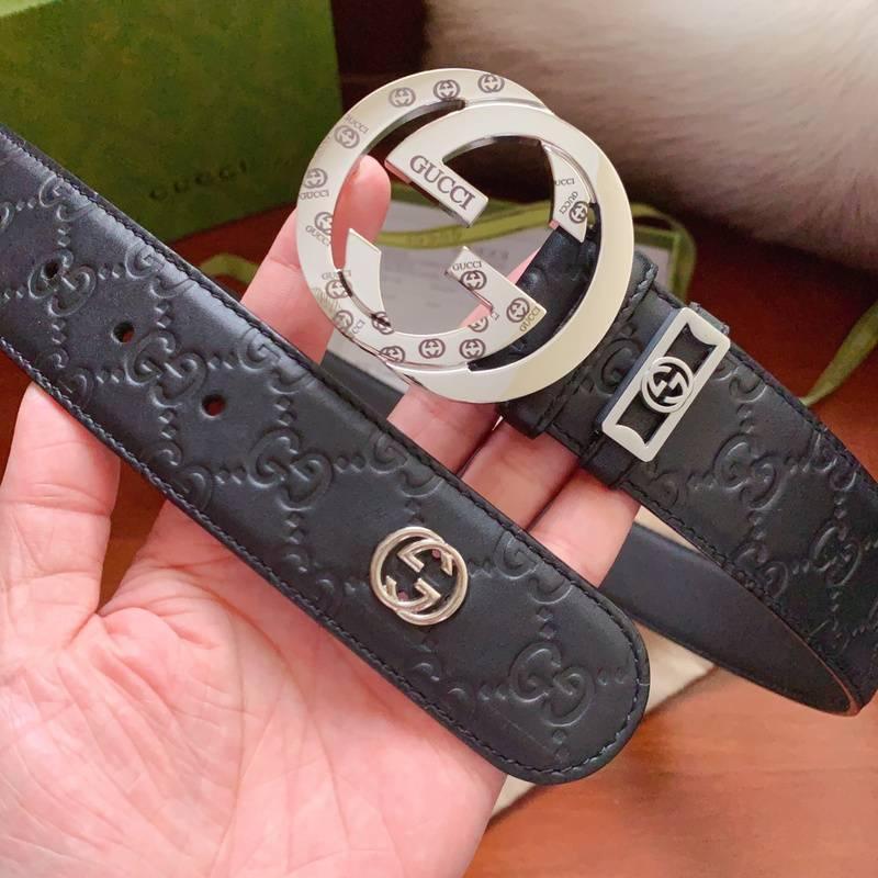 GUCCI Embellished coated-canvas and leather belt 'Black' Banlieue91