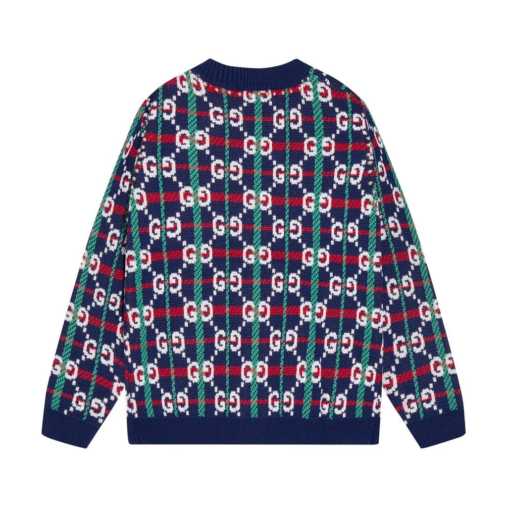 GUCCI Gg-monogram Knitted Cardigan In Blue Banlieue91