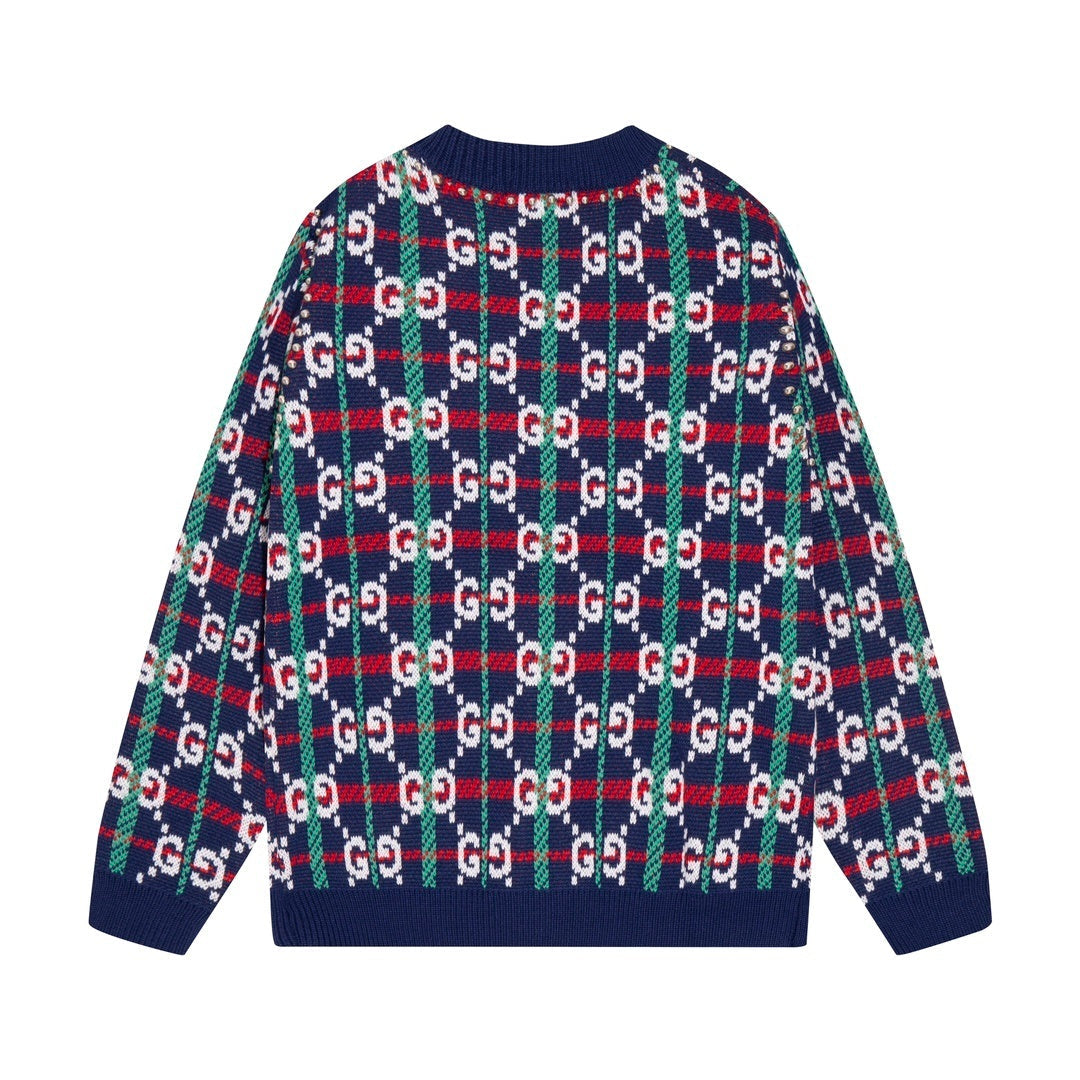 GUCCI Gg-monogram Knitted Cardigan In Blue Banlieue91