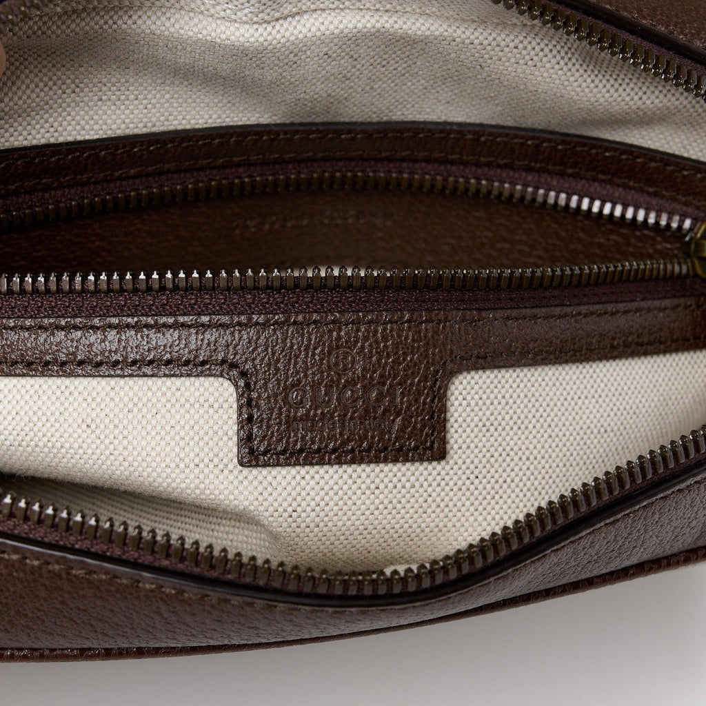 Gucci GG Supreme Monogram Textured Dollar Calfskin Ophidia Flap Shoulder Bag Beige Ebony New Acero Banlieue91