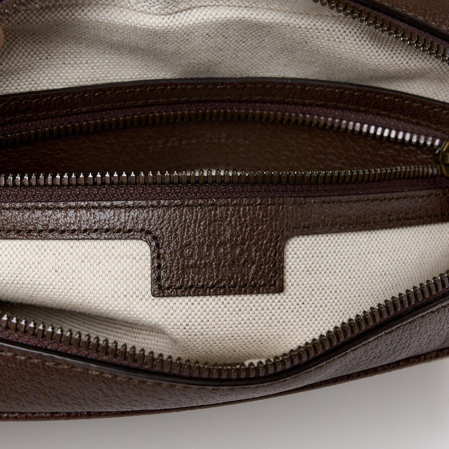 Gucci GG Supreme Monogram Textured Dollar Calfskin Ophidia Flap Shoulder Bag Beige Ebony New Acero Banlieue91