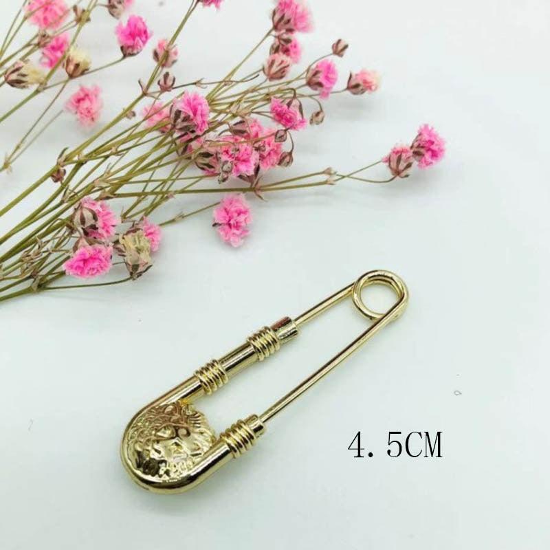 1pc Alloy Double Lion Head Brooch Pin Fashion Safety Pins Women Waist Closing Men Suit Jacket Decoration Jewelry Retro Double Head Safety Pin Temperament Coat Pin Stevvex