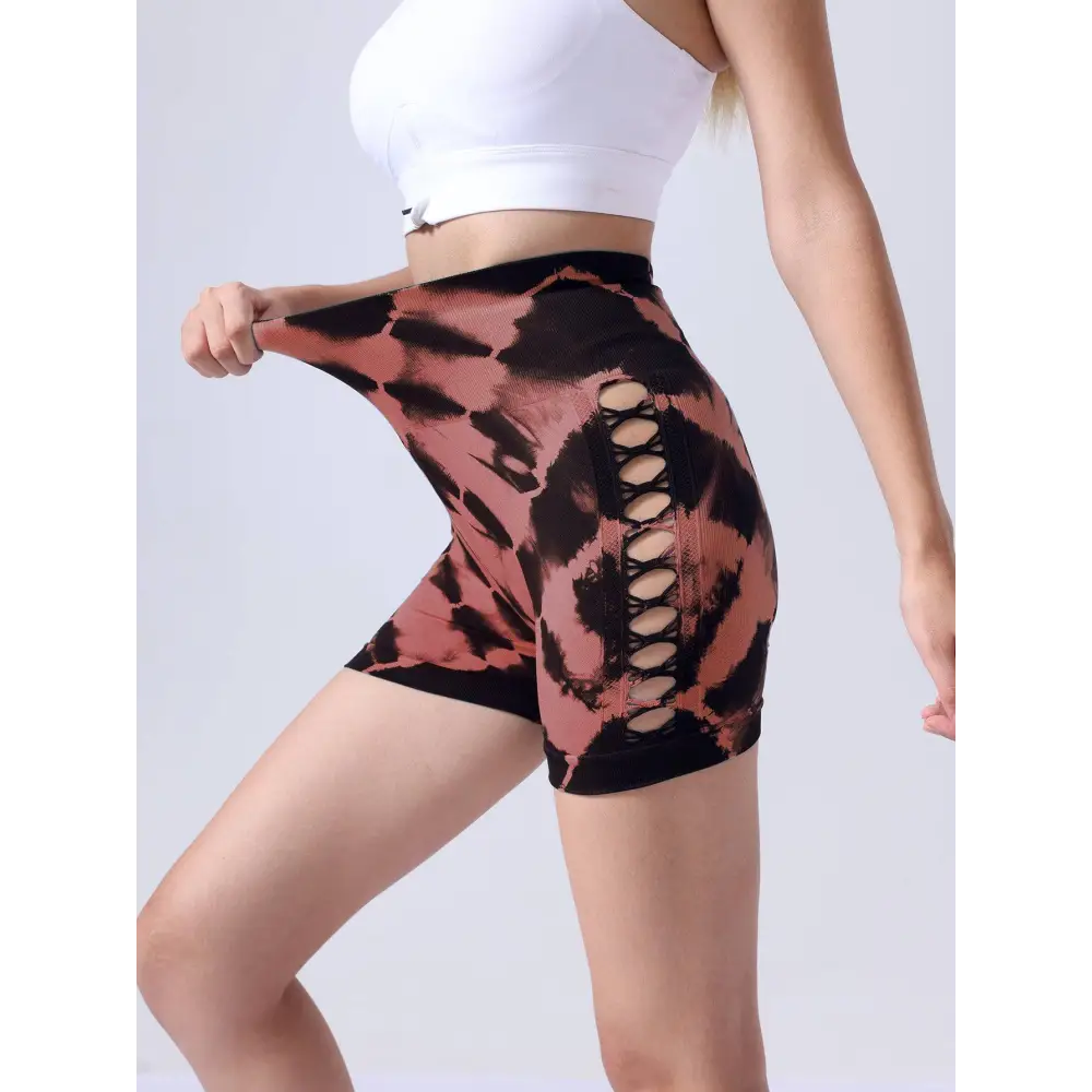 2 Pack Tie Dye High Waist Seamless Yoga Shorts