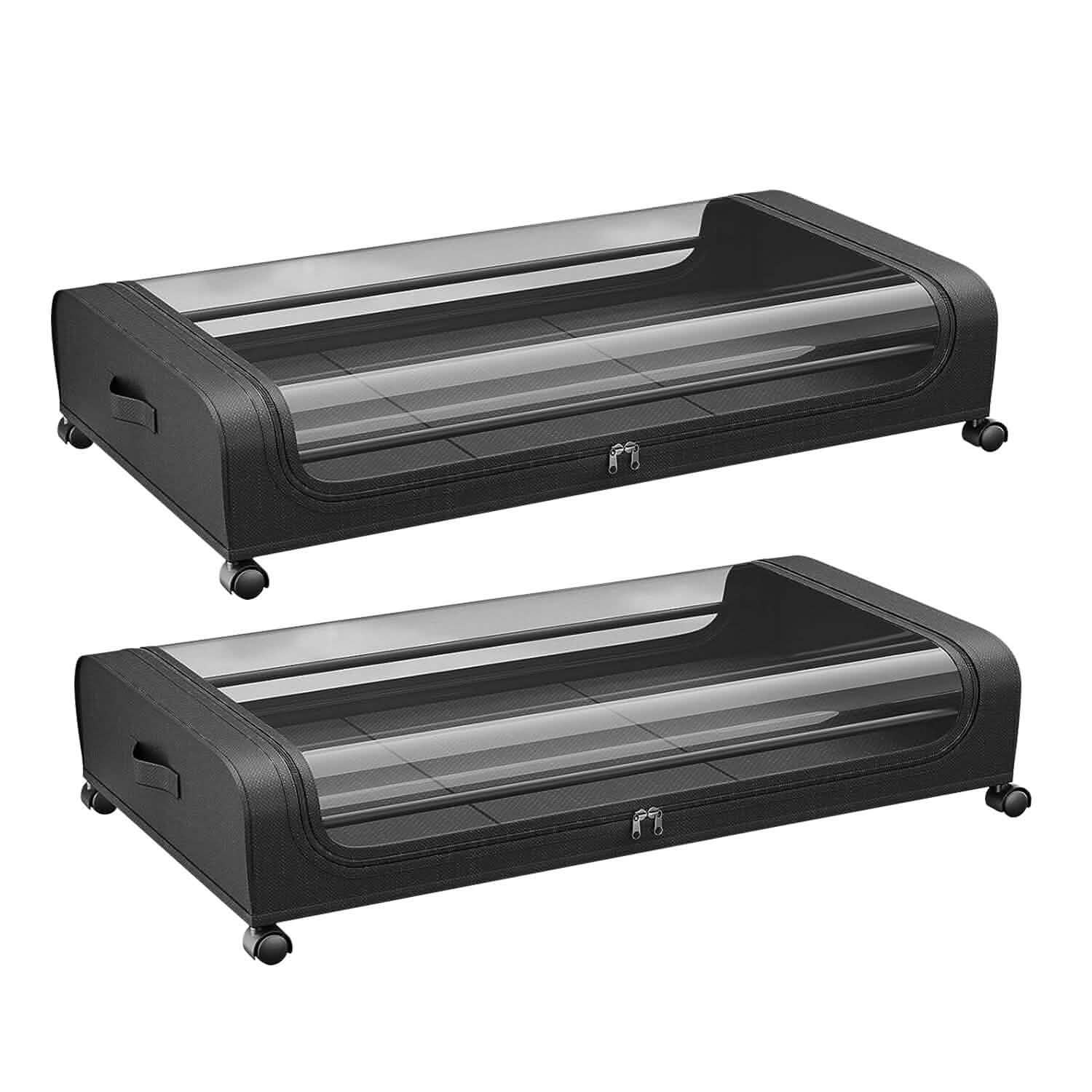 Under-Bed Storage Drawer with Wheels Multipurpose with Clear Window & Label