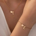 2-Piece Set: Metal Heart And English Letter Necklace And Bracelet DailySale
