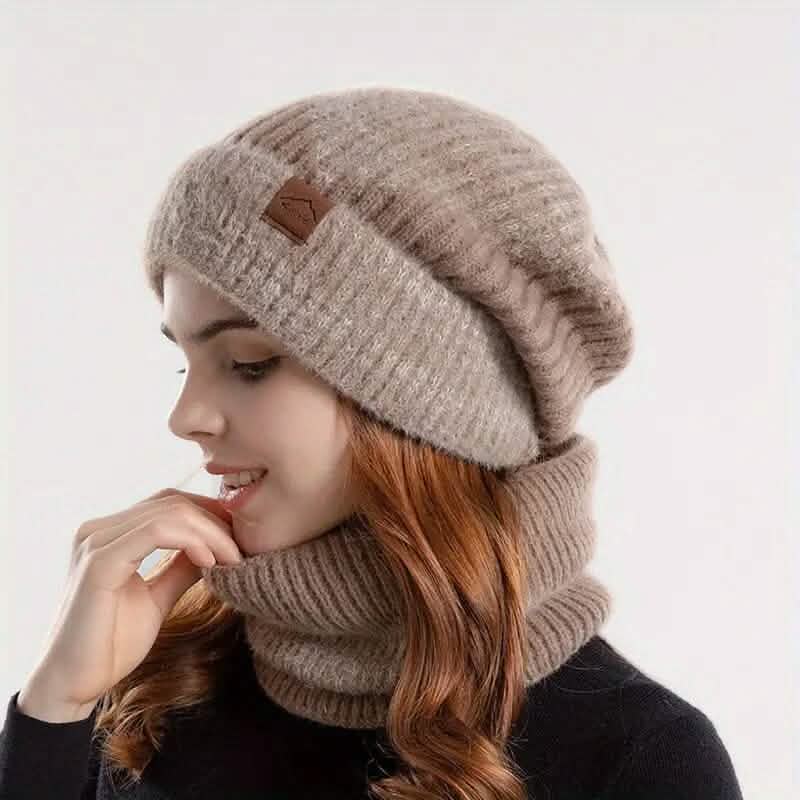 2-Pieces: Two-Tone Warm Knit Winter Hat DailySale