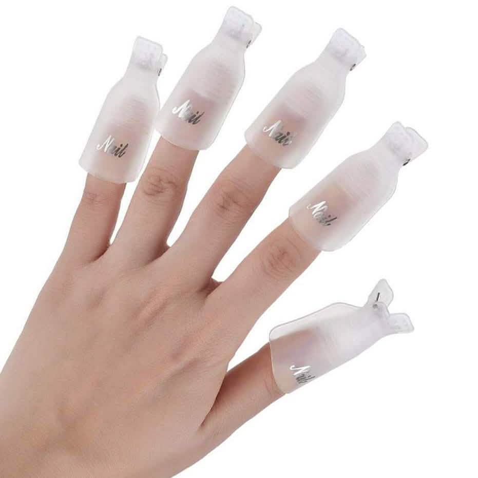 20-Piece Set: Plastic Acrylic Nail Art Soak Off Cap Clip UV Gel Polish Remover Wrap Tool DailySale