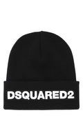 Dsquared Men Black Wool Beanie Hat Luosophy